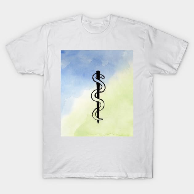 Asclepius Wand T-Shirt by lindaursin